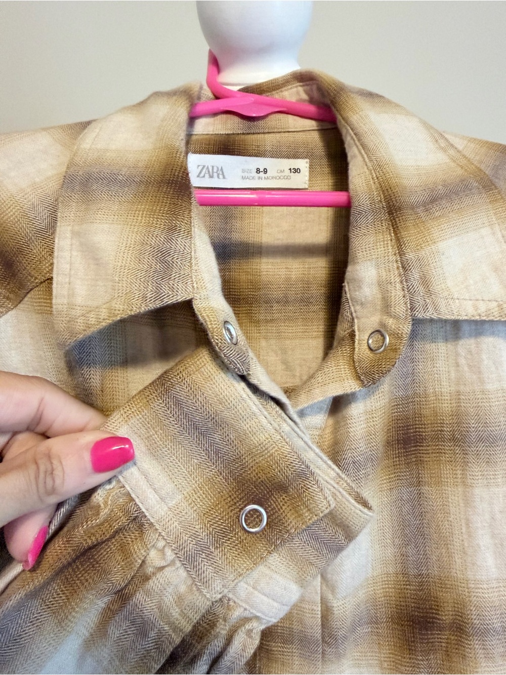 Zara girls button down plaid long sleeve shirt size 8-9 - Picture 4 of 9